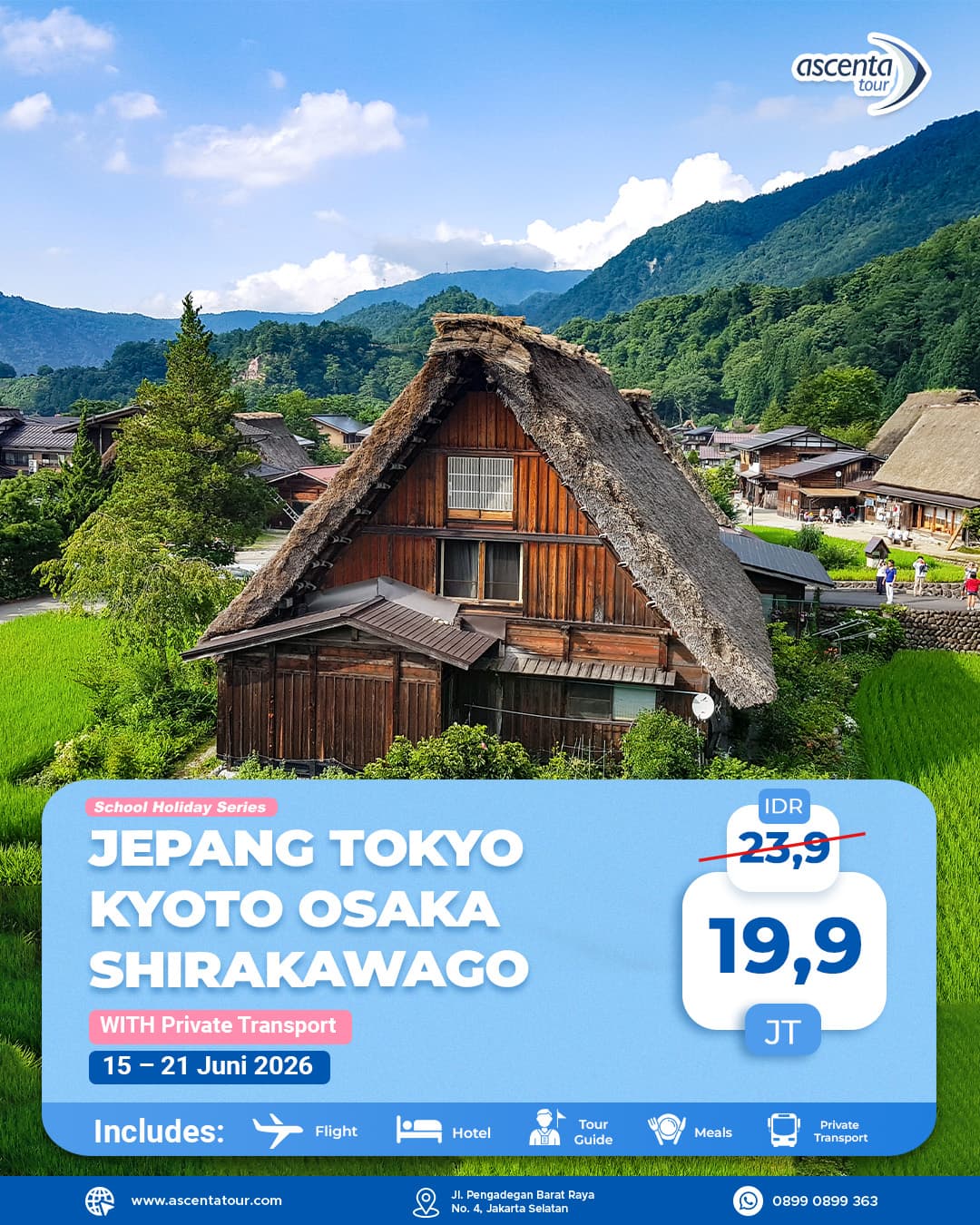 Tour Jepang Tokyo Osaka Kyoto Shirakawago 7D5N